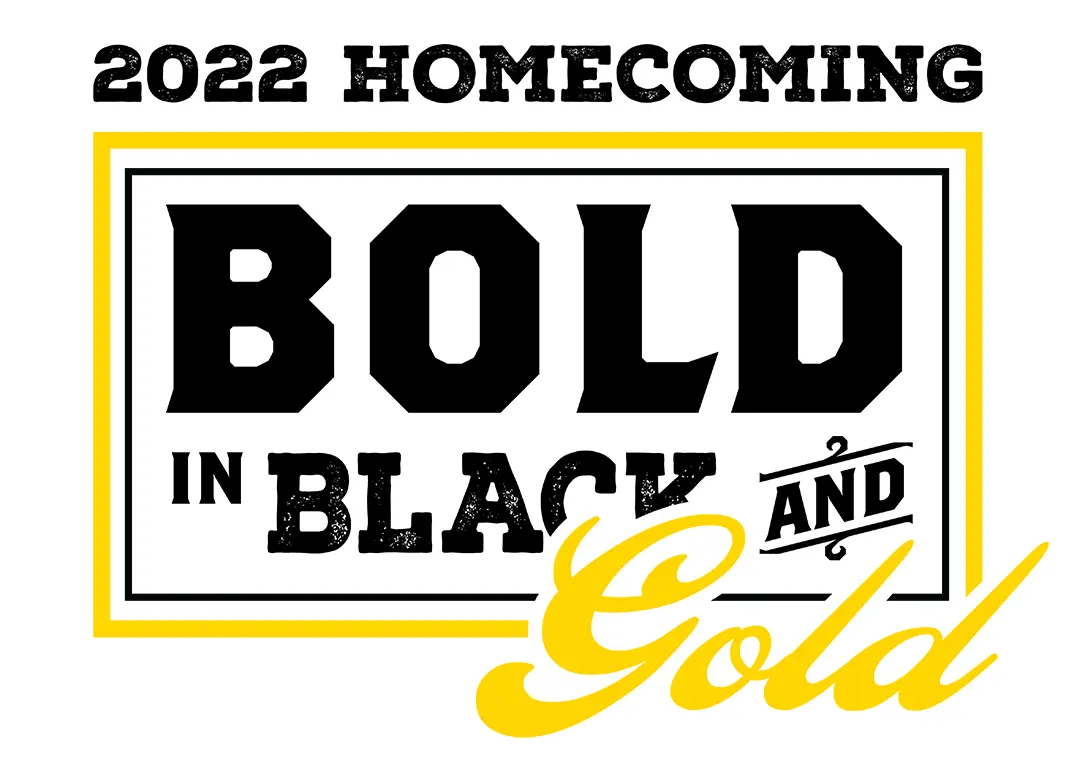 Homecoming wordmark on a white background. It's almost identical to the logo but with the illustration of Nile 
                        Kinnick removed.